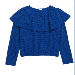 STEM Cobalt Blue Glasses Ruffle Girls Top - Size 4
